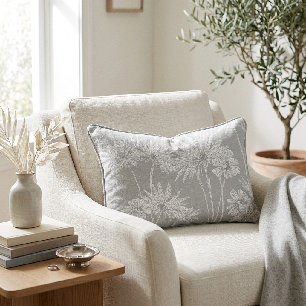 Drawn Palm Throw Pillow - Lemon Park