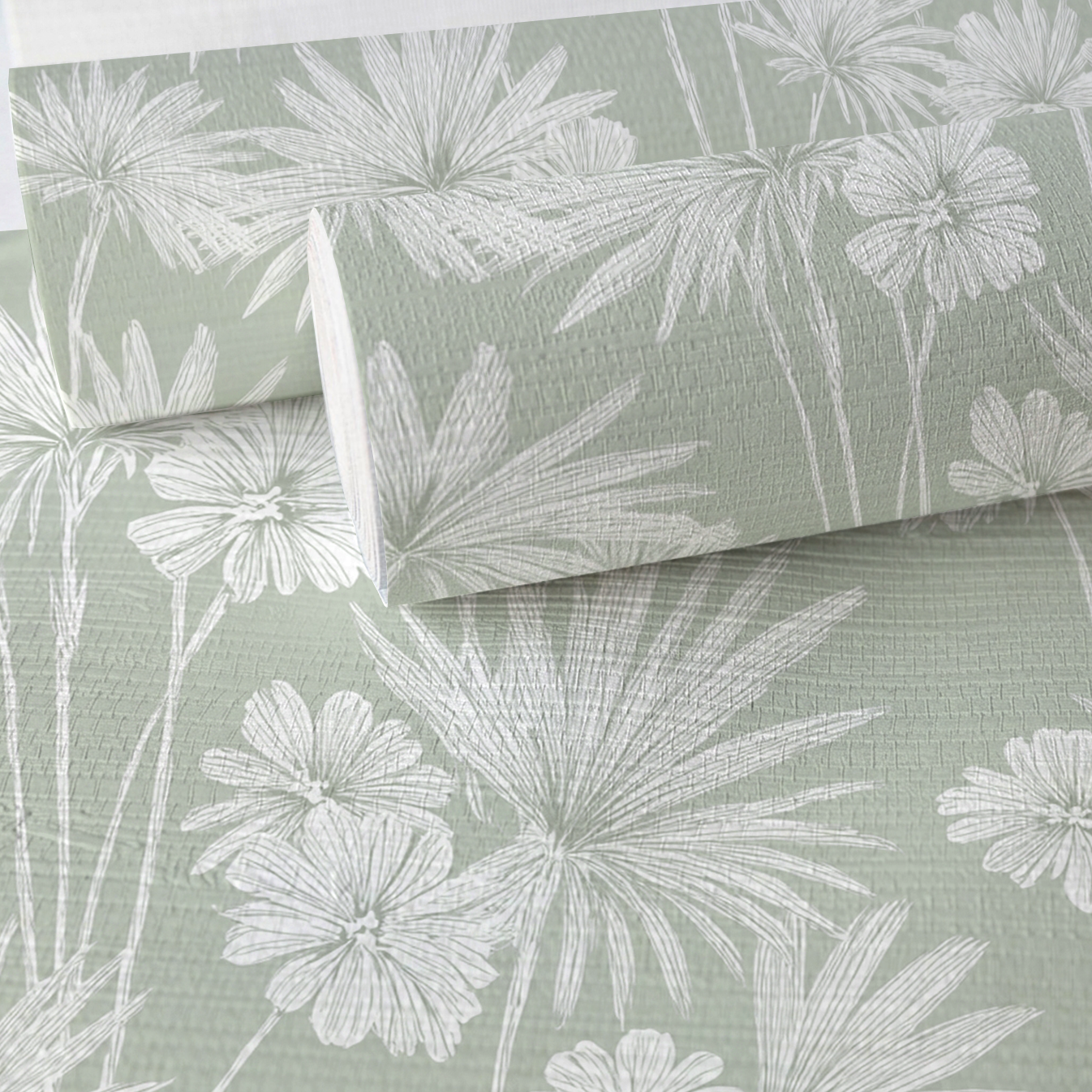 Drawn Palm Faux Grasscloth Wallpaper