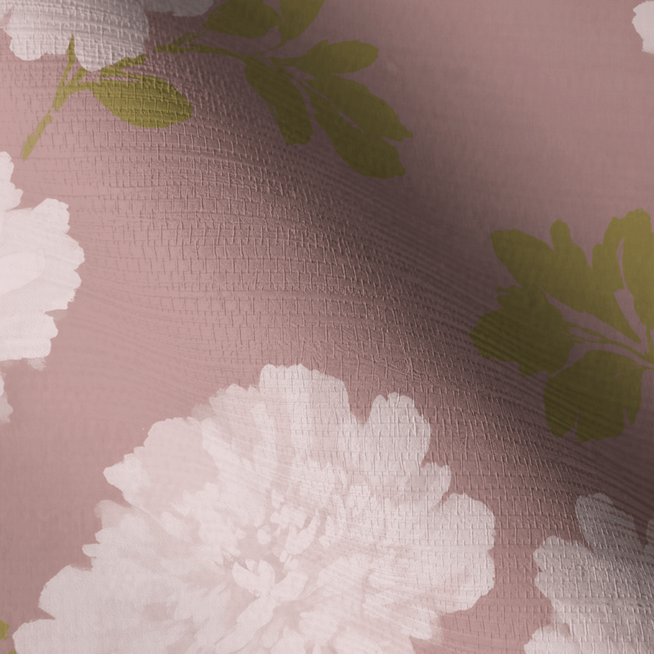 Dusty Rose Peonies Faux Grasscloth Wallpaper - Lemon Park