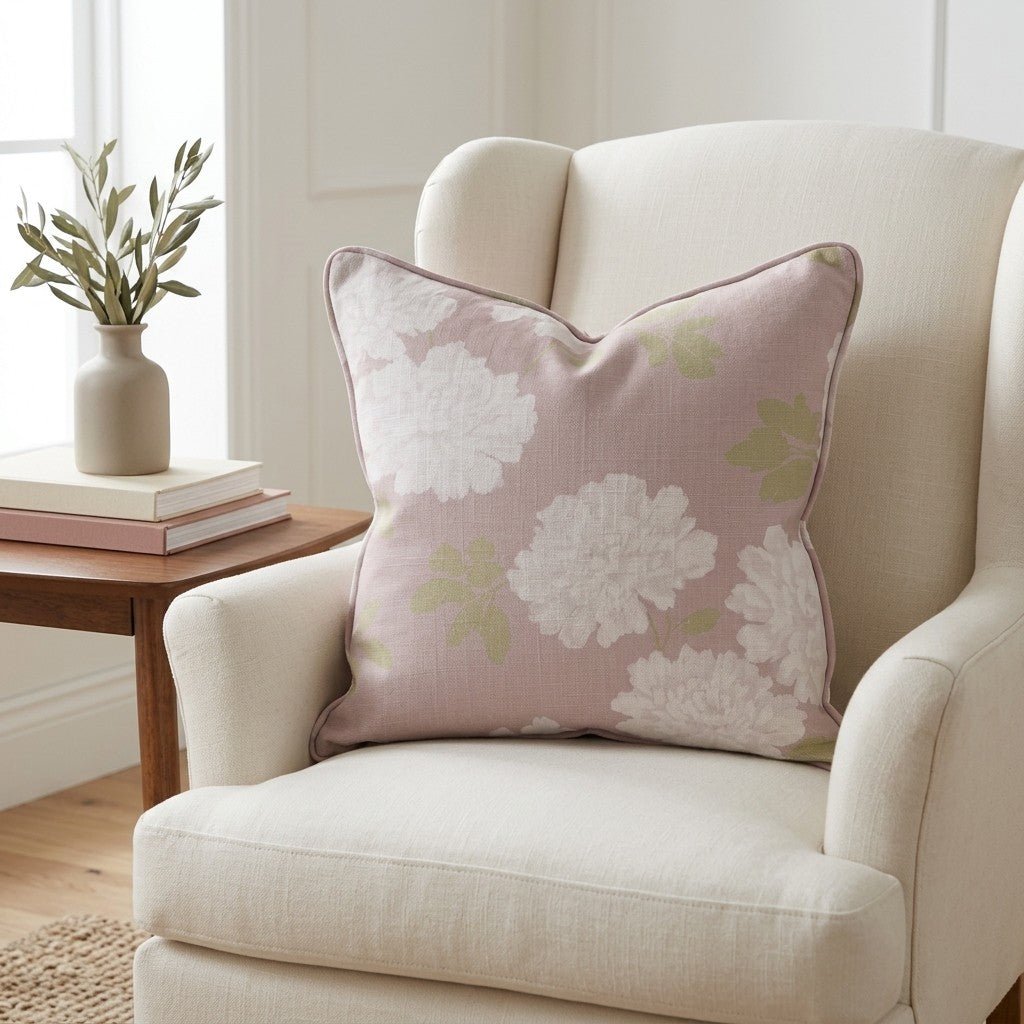 Dusty Rose Peonies Throw Pillow - Lemon Park