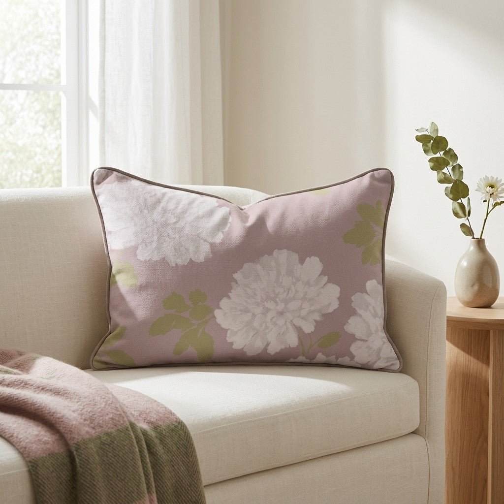 Dusty Rose Peonies Throw Pillow - Lemon Park