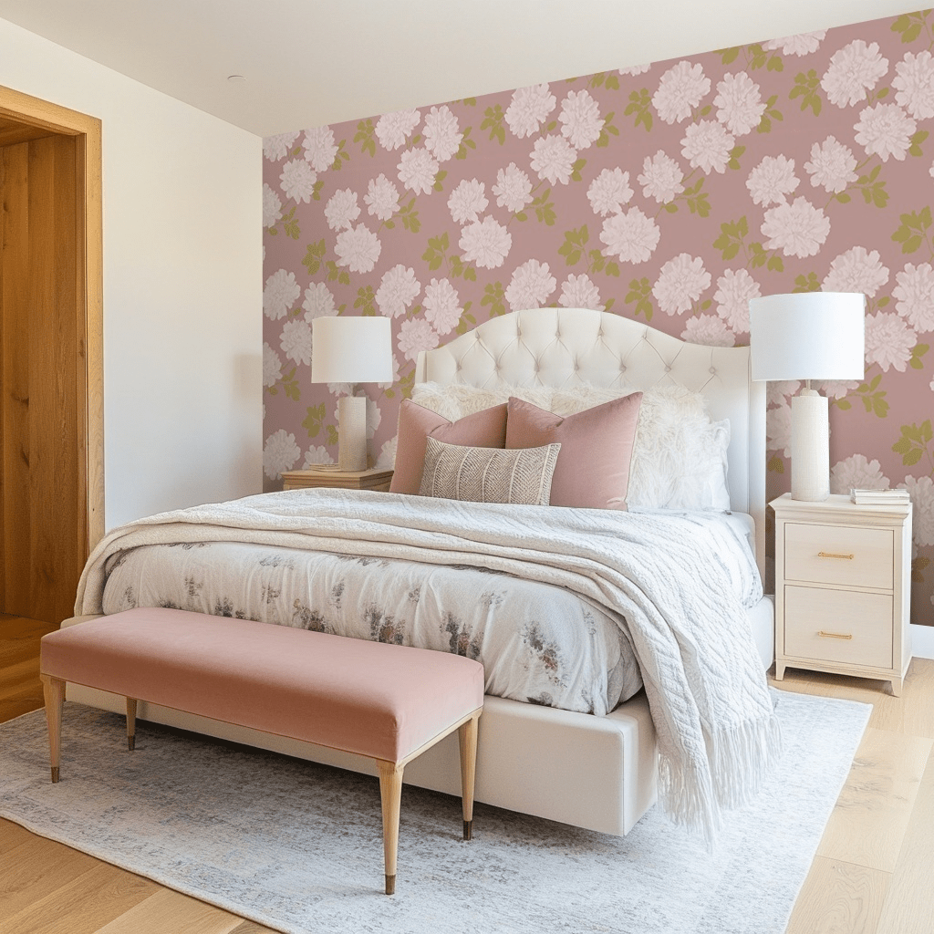 Dusty Rose Peonies Wallpaper - Lemon Park