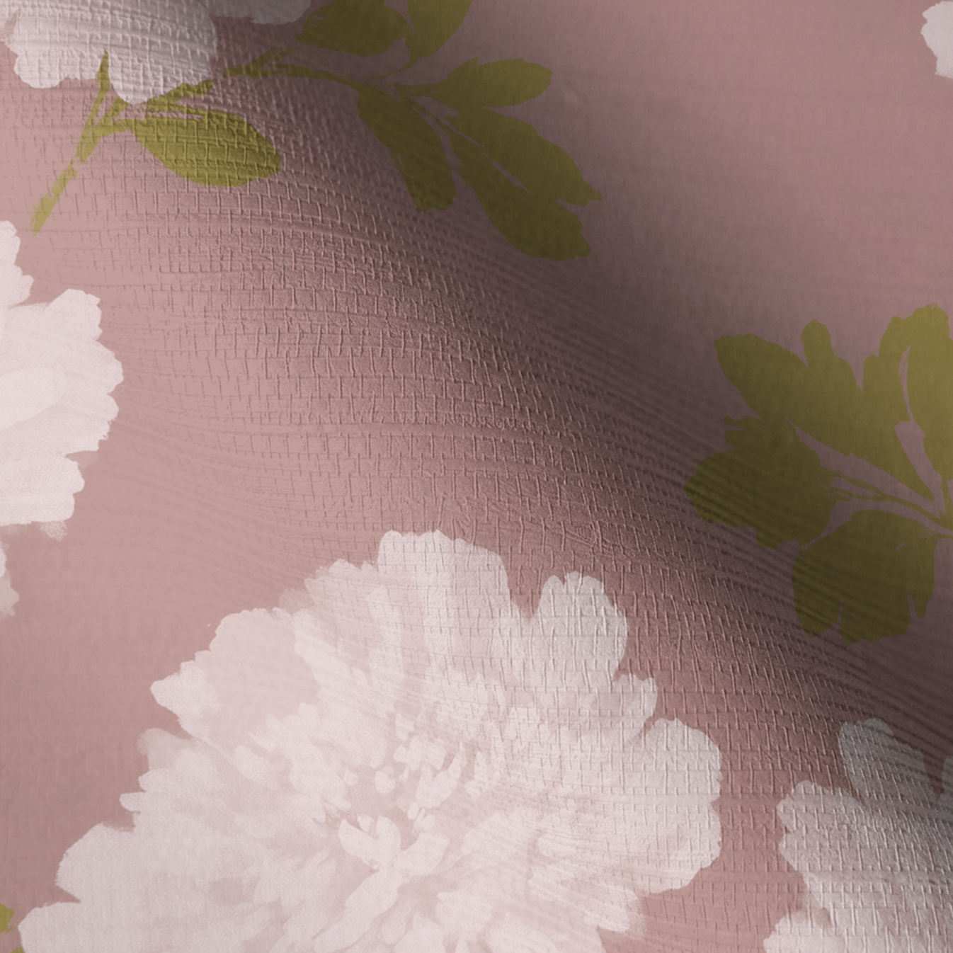 Dusty Rose Peonies Faux Grasscloth Wallpaper