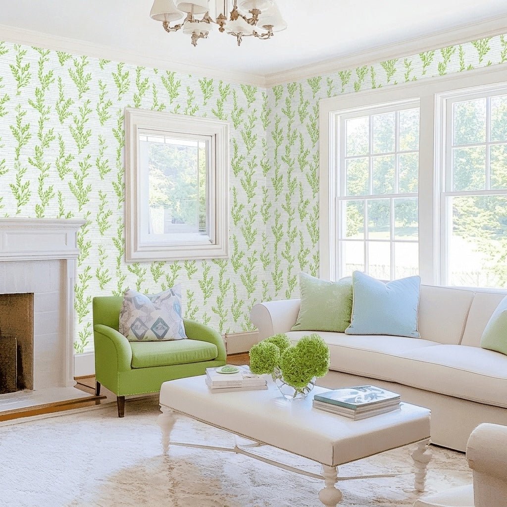 Early Sprouts Faux Grasscloth Wallpaper - Lemon Park