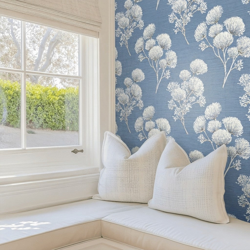 Stormy Silk Faux Grasscloth Wallpaper
