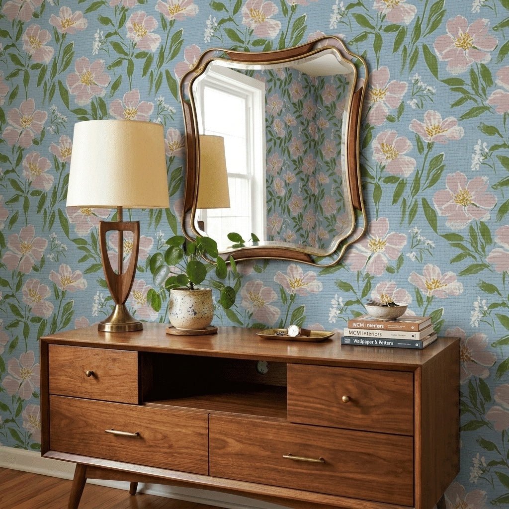 Elodie Faux Grasscloth Wallpaper - Lemon Park
