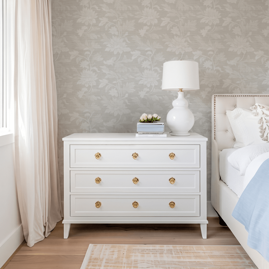 Evening Dahlia Faux Grasscloth Wallpaper - Lemon Park