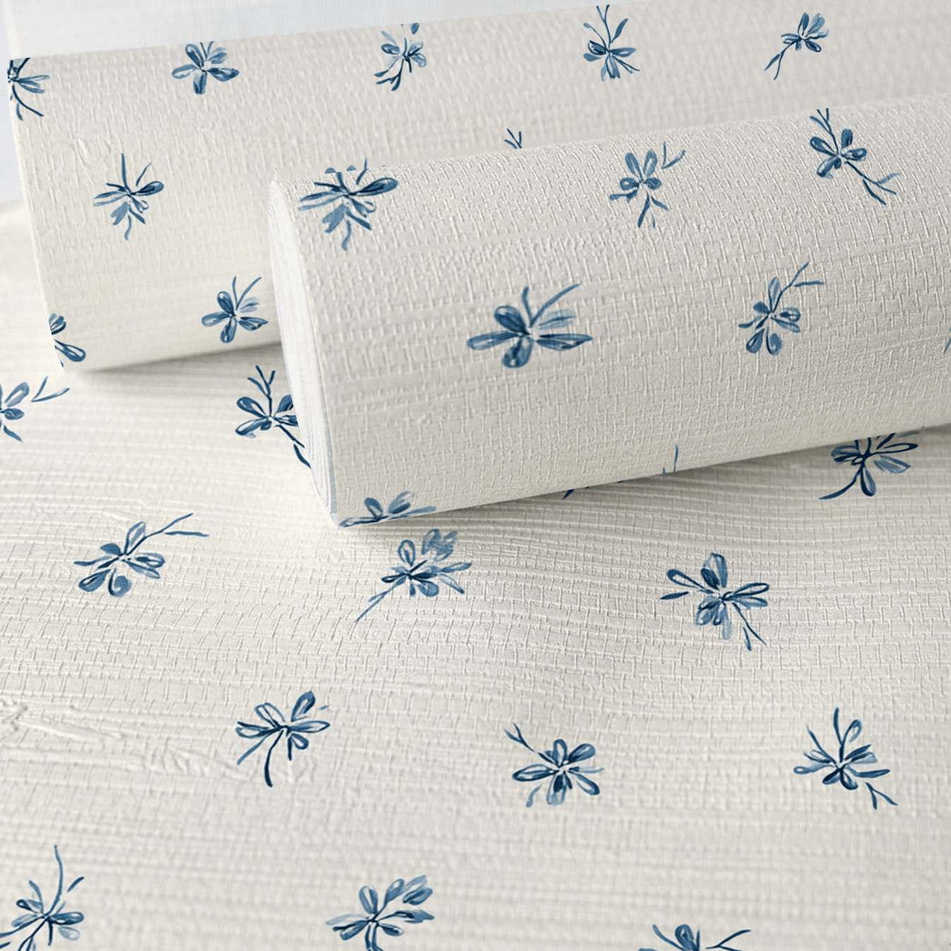 Evie Blue Faux Grasscloth Wallpaper - Lemon Park