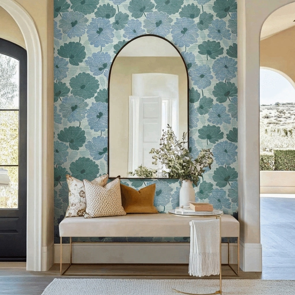 Blue My Robyn Faux Grasscloth Wallpaper