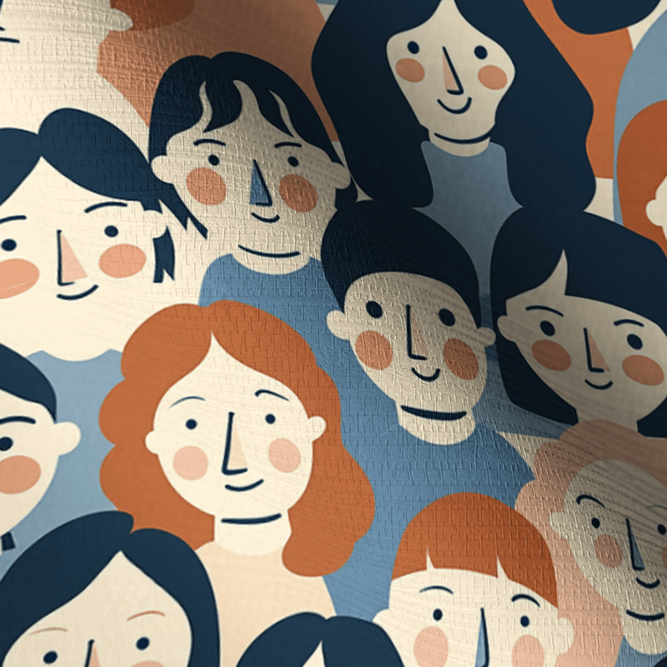 Faces in the Crowd Faux Grasscloth Wallpaper - Lemon Park