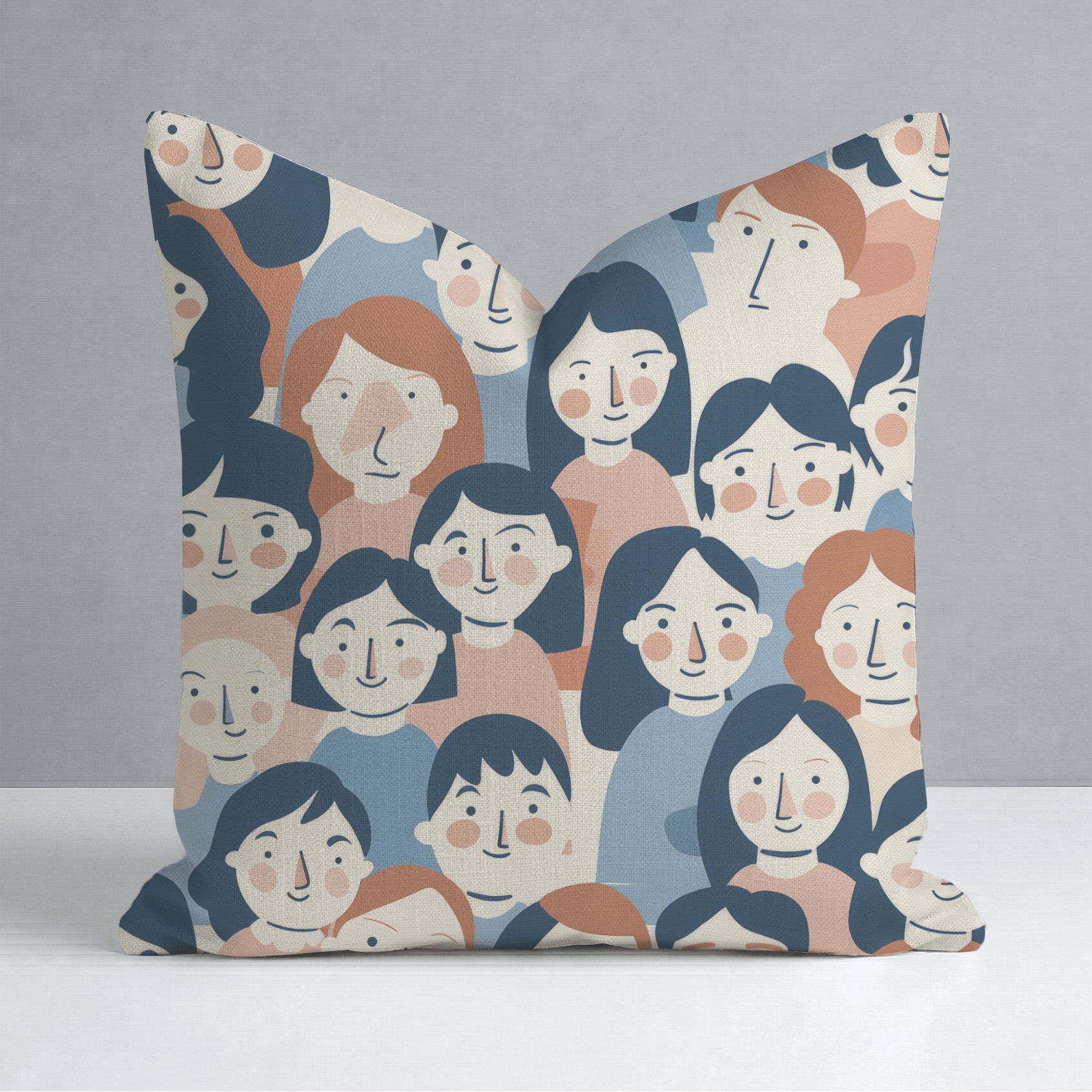 Faces in the Crowd Throw Pillow - Lemon Park