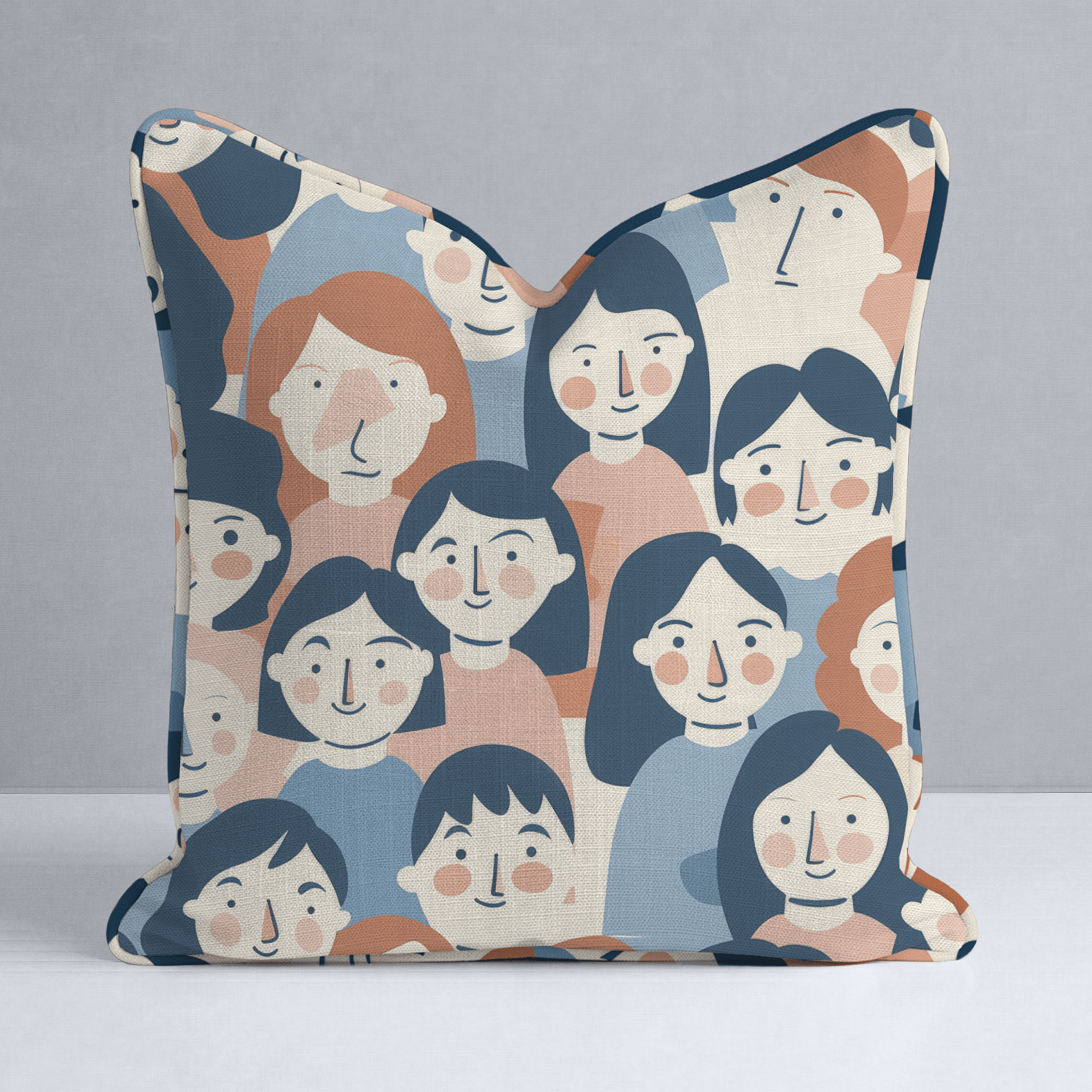 Faces in the Crowd Throw Pillow - Lemon Park