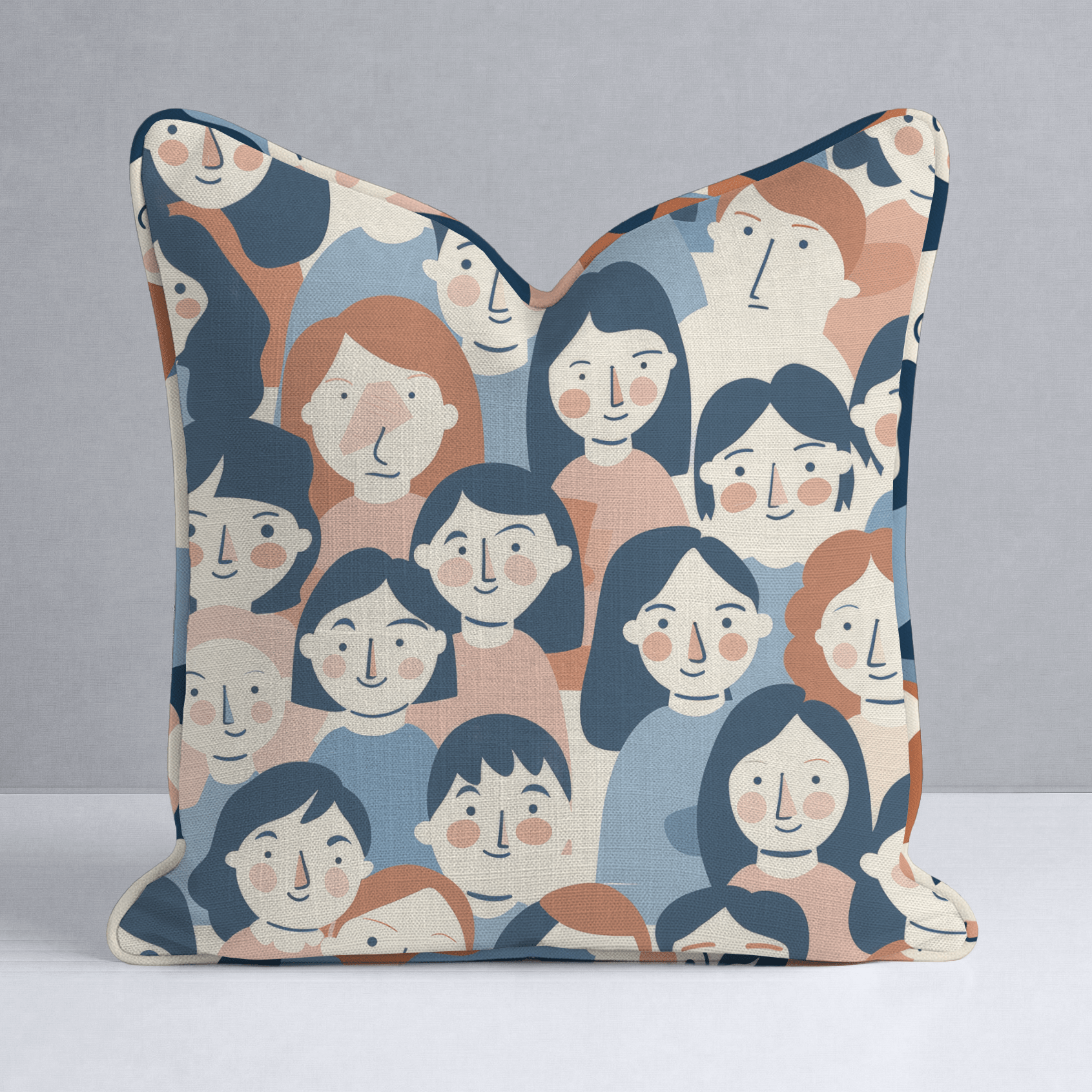 Faces in the Crowd Throw Pillow - Lemon Park