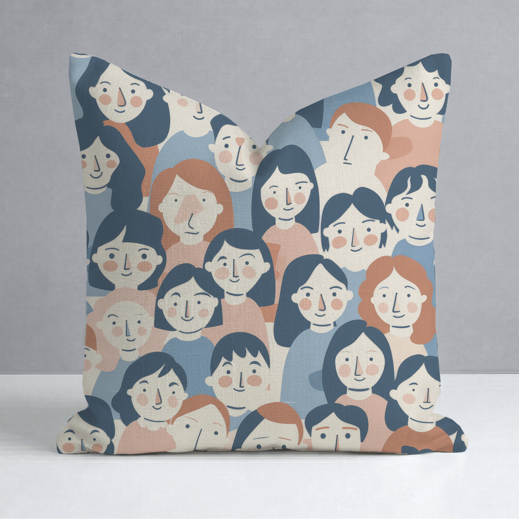Faces in the Crowd Throw Pillow - Lemon Park