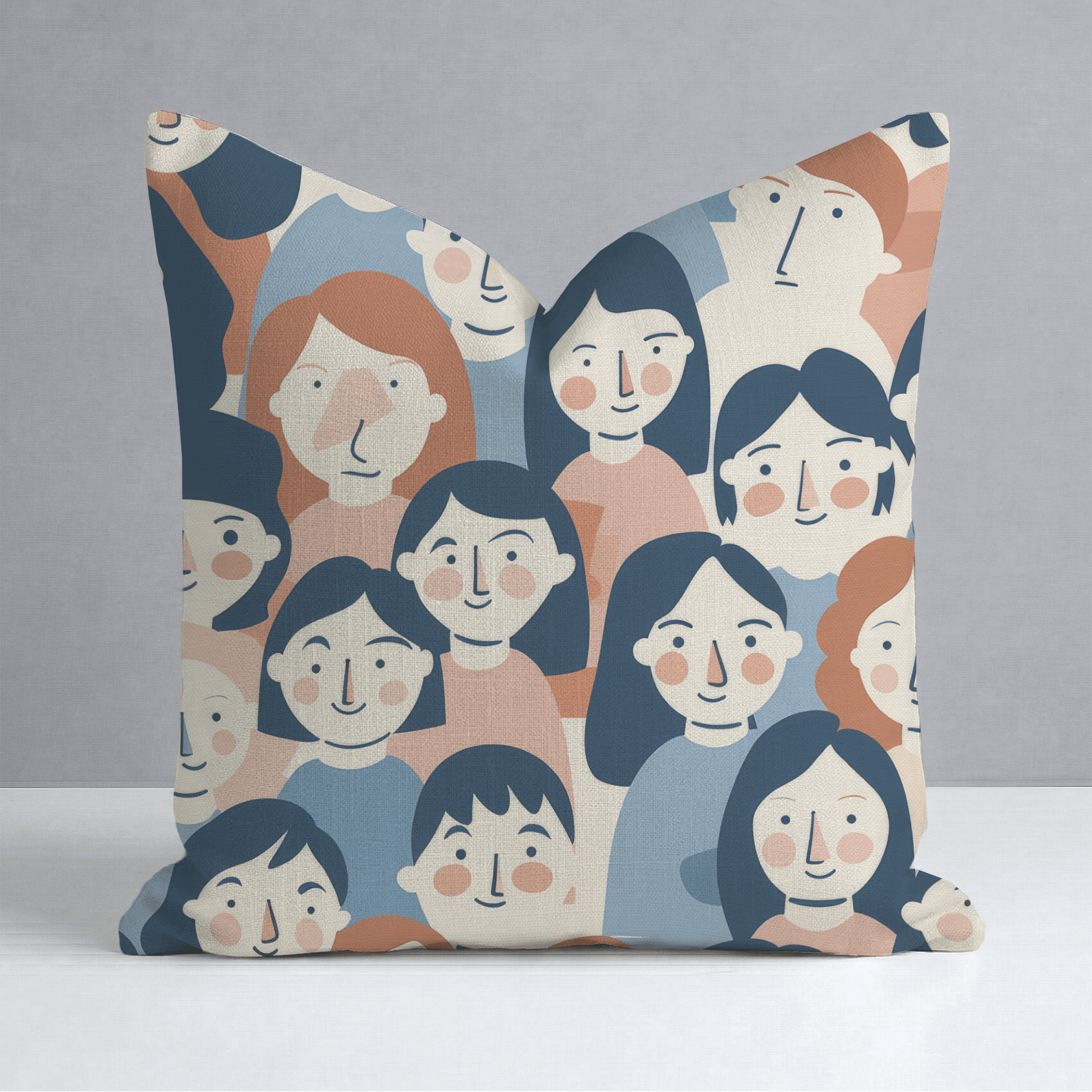 Faces in the Crowd Throw Pillow - Lemon Park