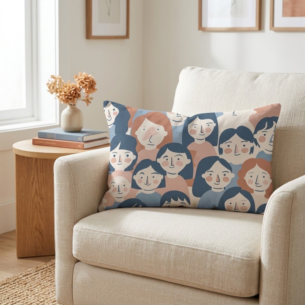Faces in the Crowd Throw Pillow - Lemon Park
