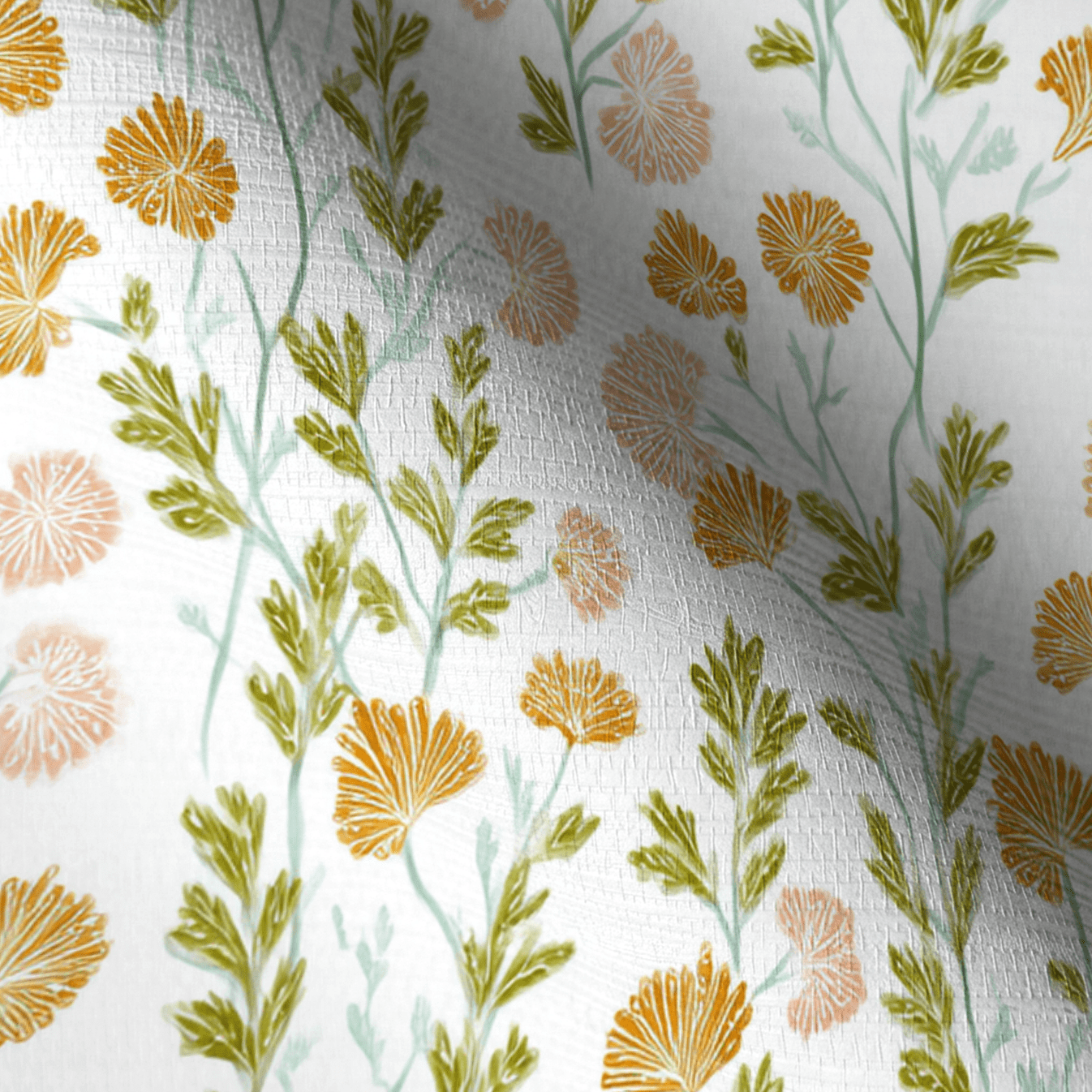 Faded Flora Faux Grasscloth Wallpaper - Lemon Park