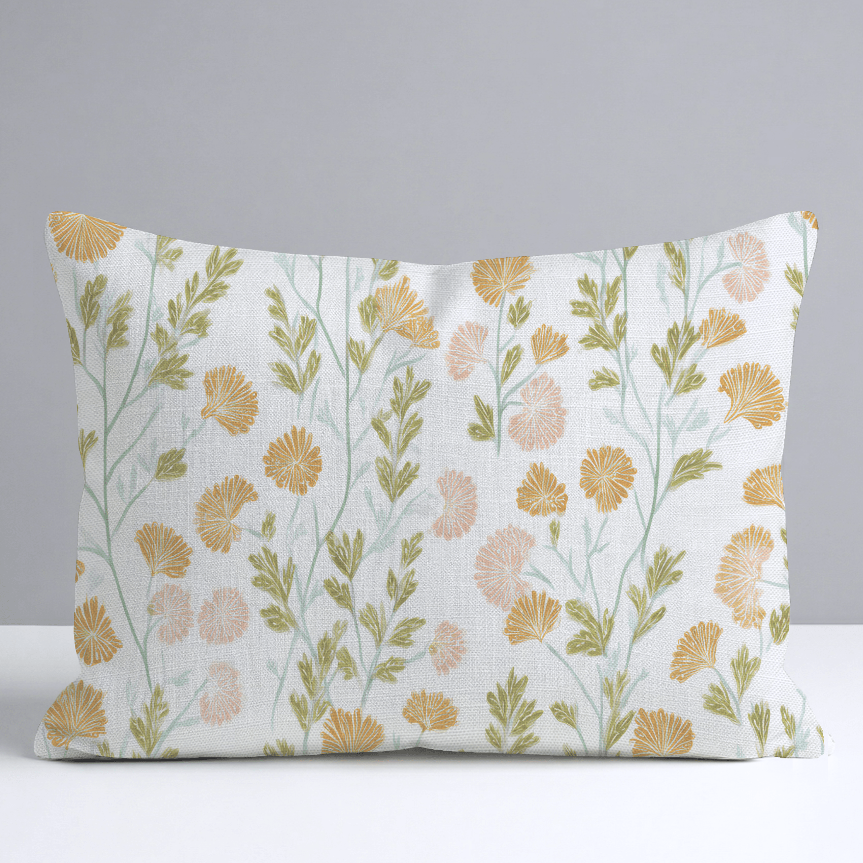Faded Flora Throw Pillow - Lemon Park