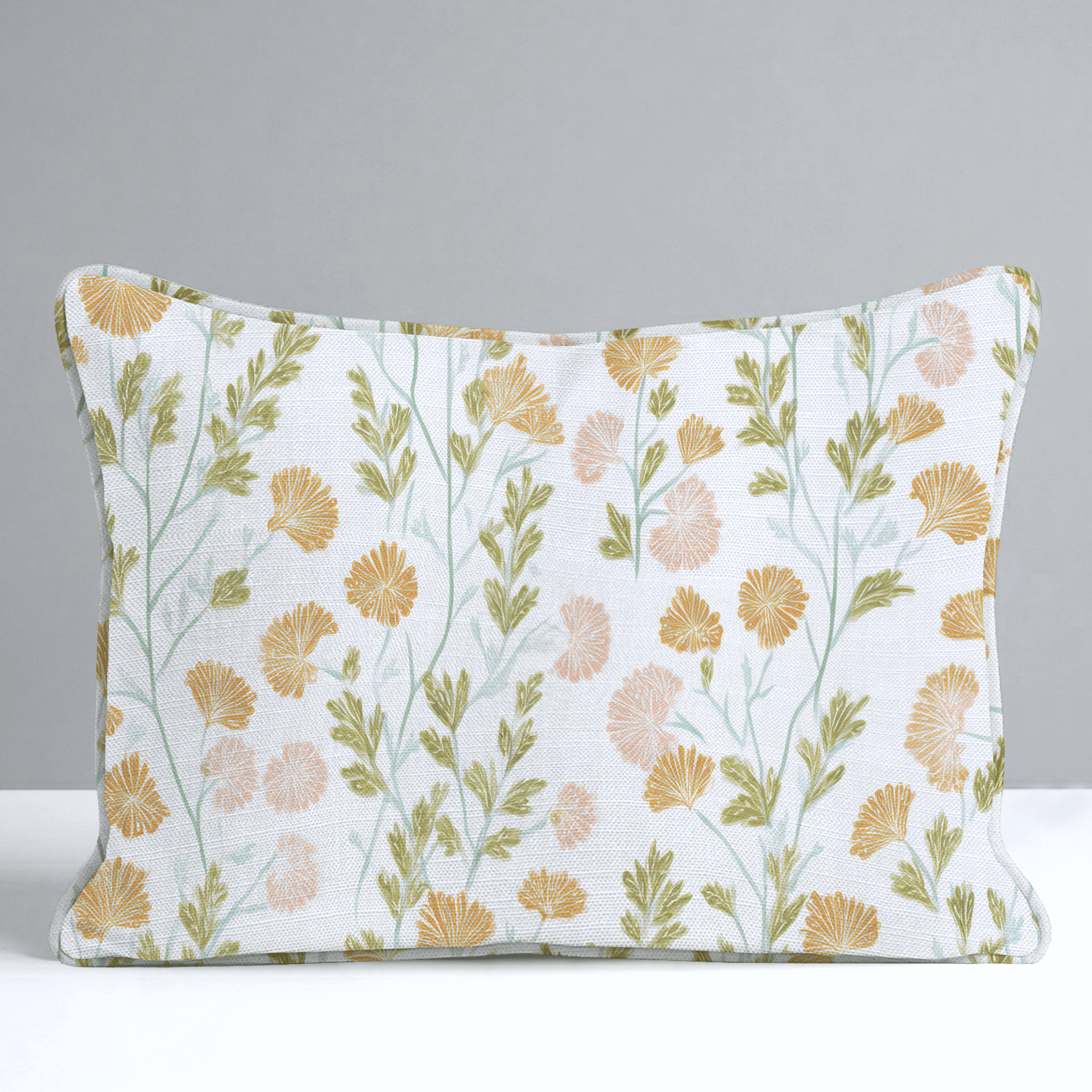 Faded Flora Throw Pillow - Lemon Park