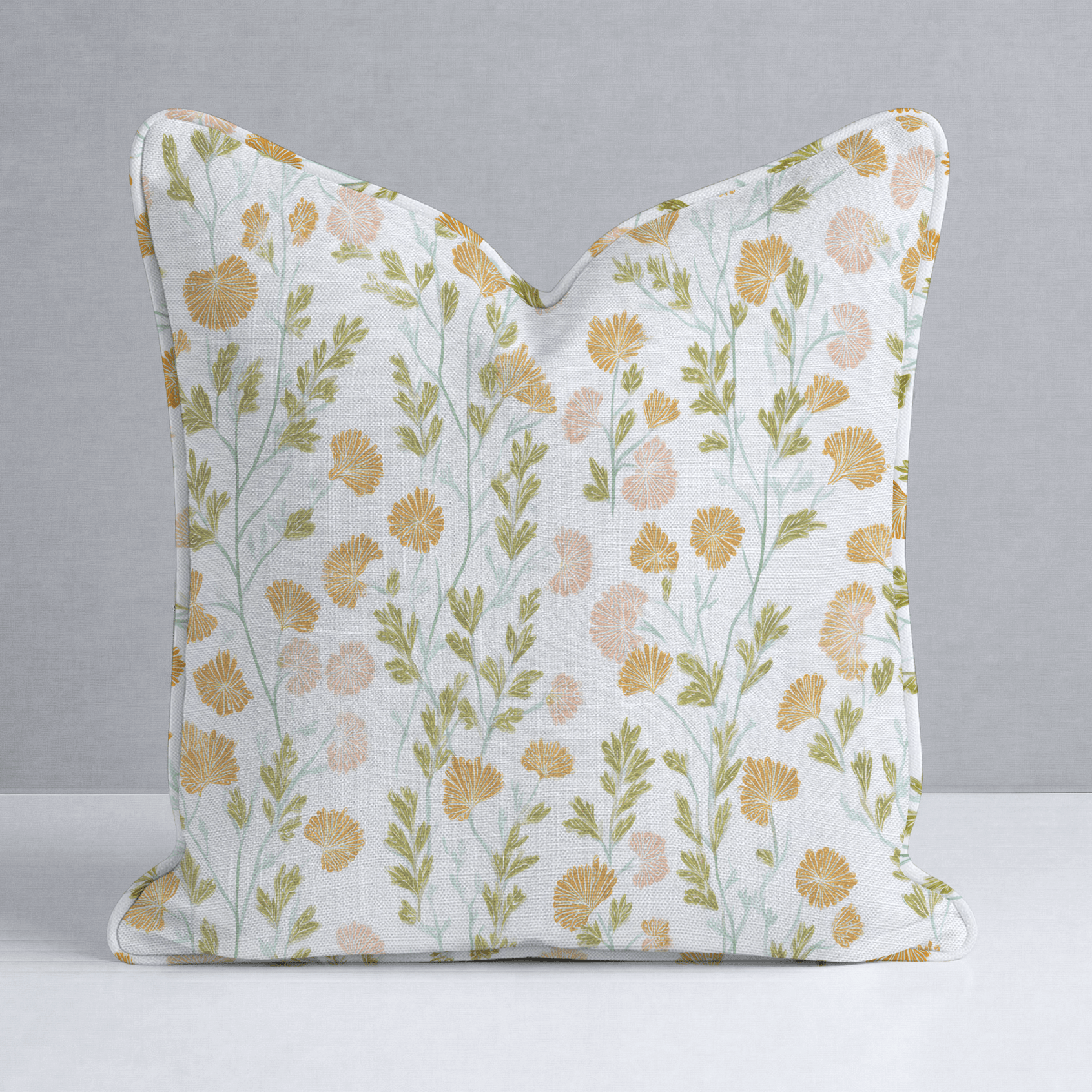 Faded Flora Throw Pillow - Lemon Park