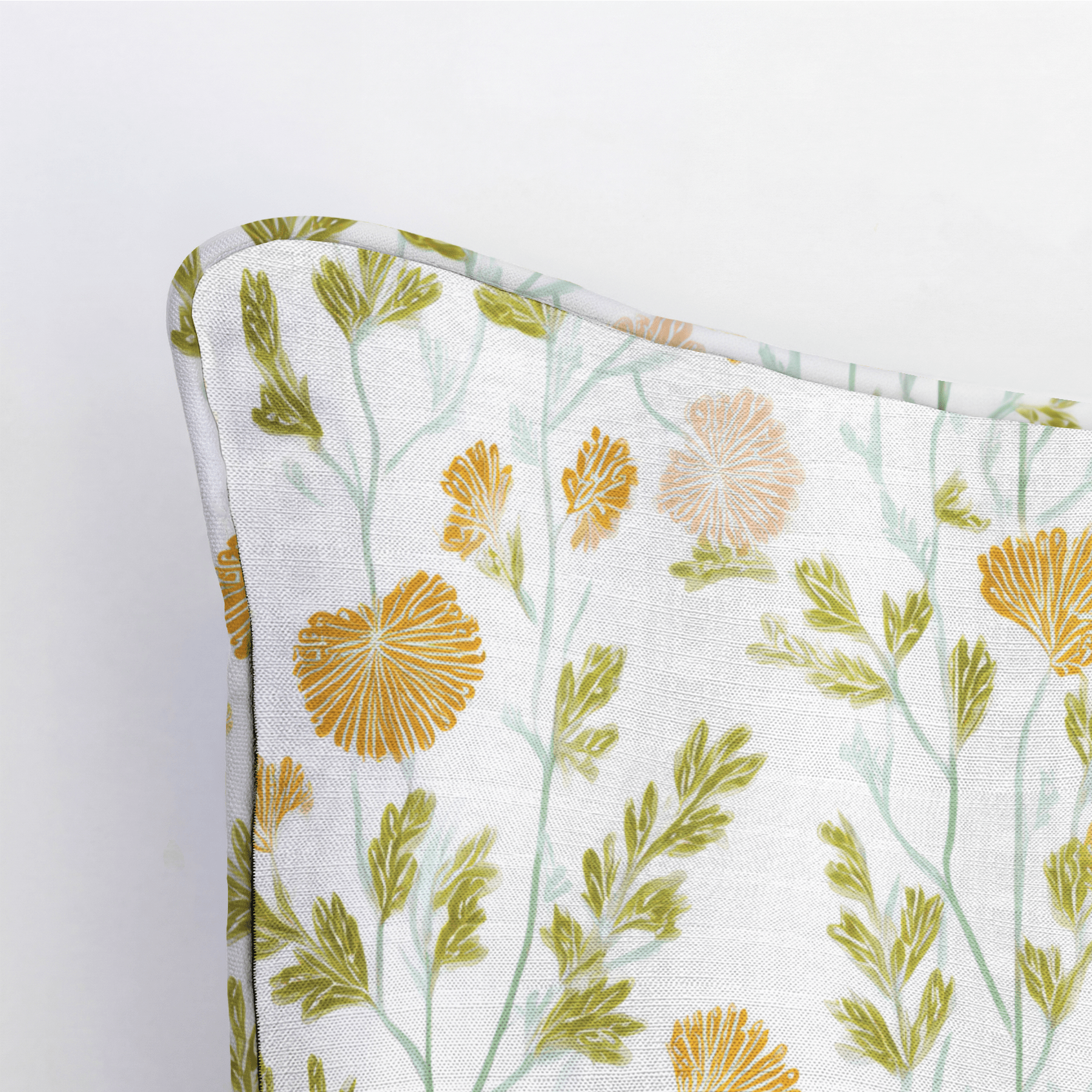 Faded Flora Throw Pillow - Lemon Park