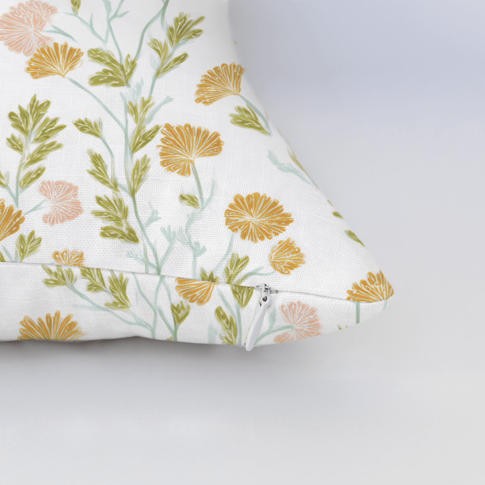 Faded Flora Throw Pillow - Lemon Park
