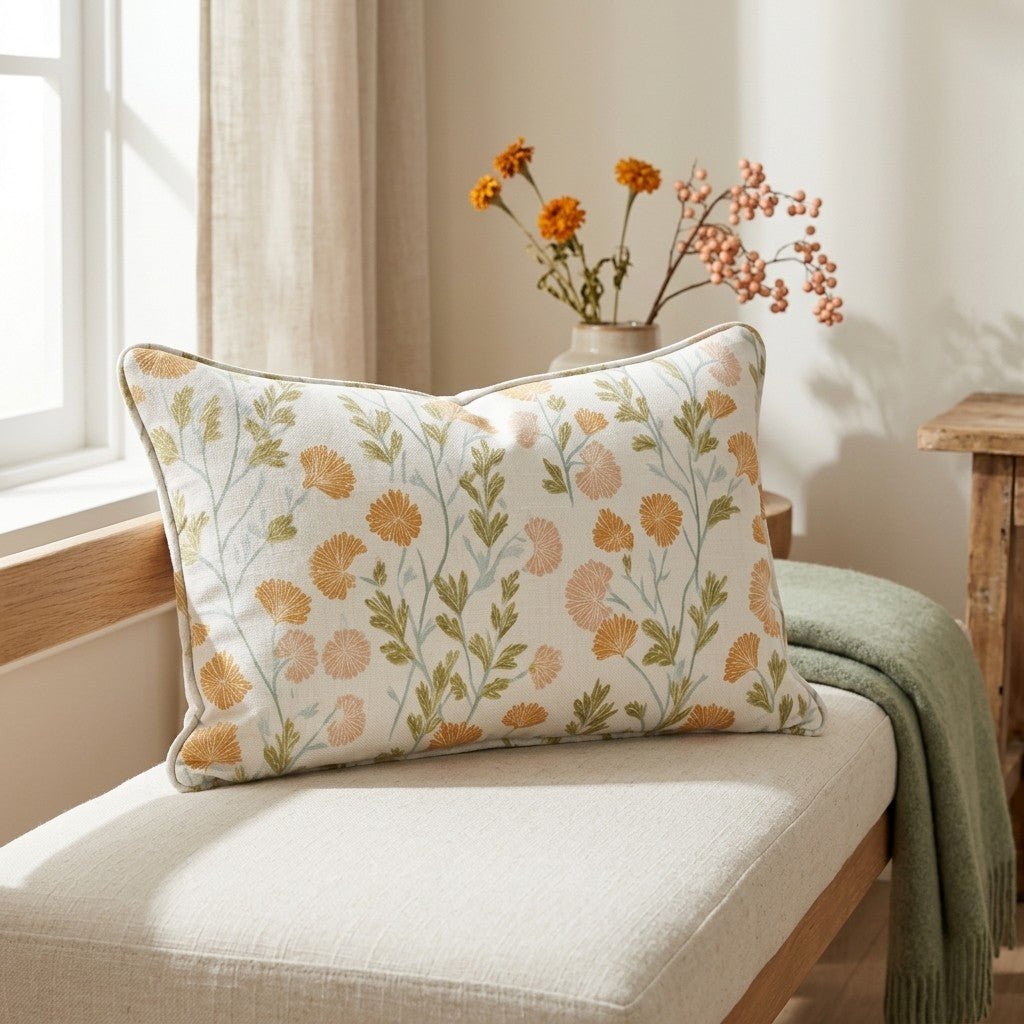 Faded Flora Throw Pillow - Lemon Park