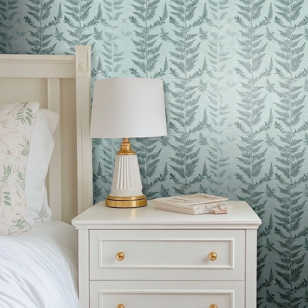Fancy Ferns Faux Grasscloth Wallpaper - Lemon Park
