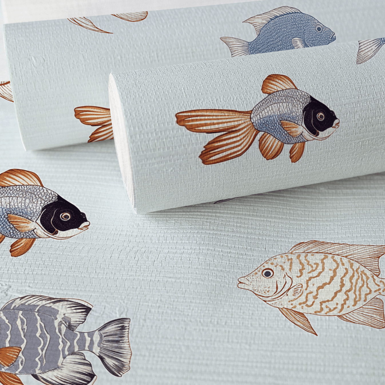 Fancy Fins Faux Grasscloth Wallpaper - Lemon Park