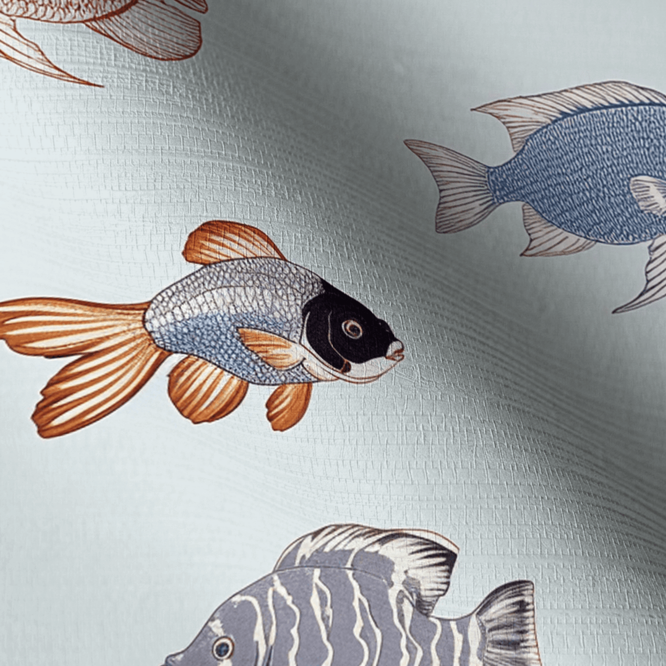 Fancy Fins Faux Grasscloth Wallpaper - Lemon Park