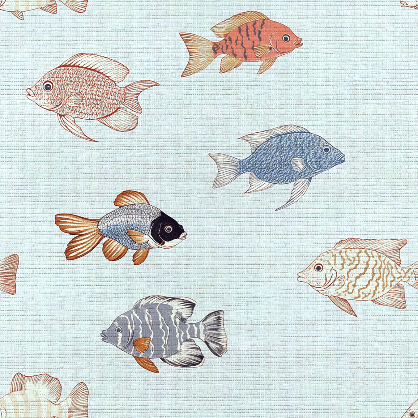 Fancy Fins Faux Grasscloth Wallpaper