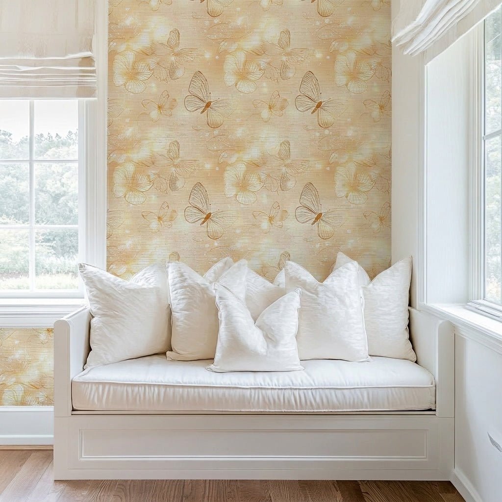Faye Faux Grasscloth Wallpaper - Lemon Park