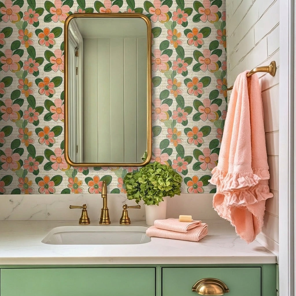 Cinnamon Faux Grasscloth Wallpaper
