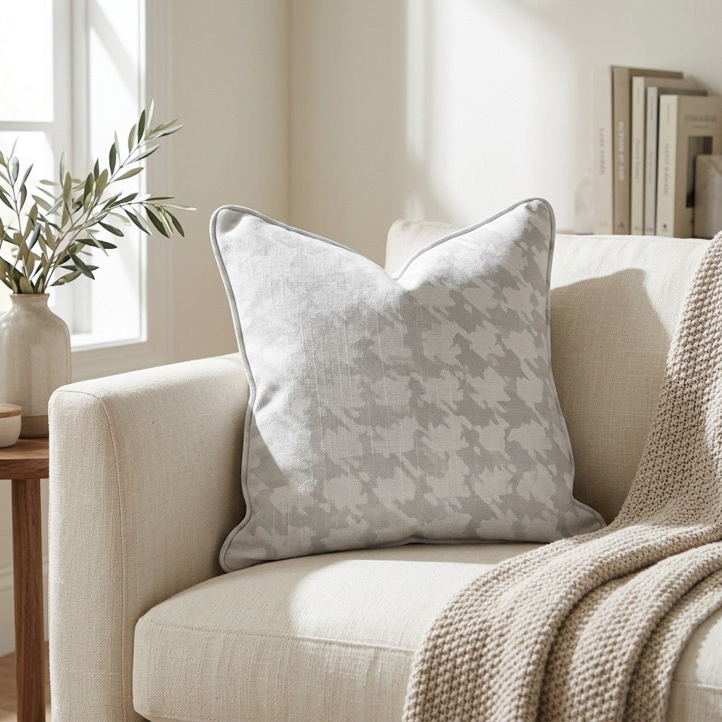Feather Houndstooth Throw Pillow - Lemon Park