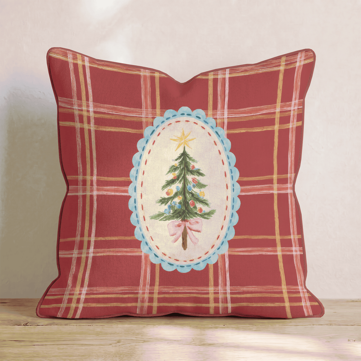 Festive Frame Tartan Throw Pillow - Lemon Park