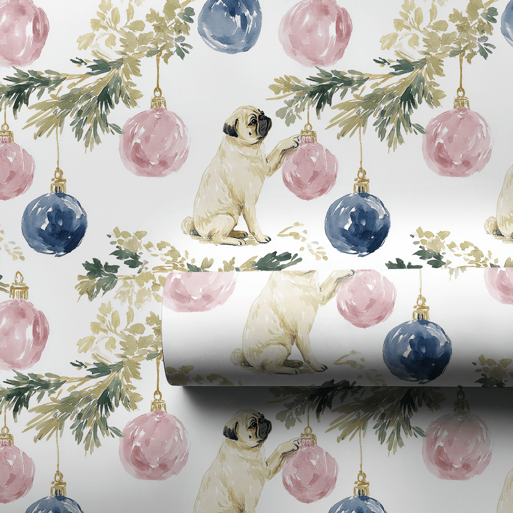 Festive Pug Life - Wrapping Paper - Lemon Park