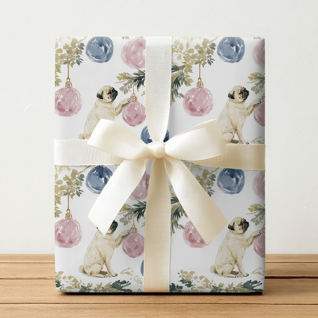 Festive Pug Life - Wrapping Paper - Lemon Park