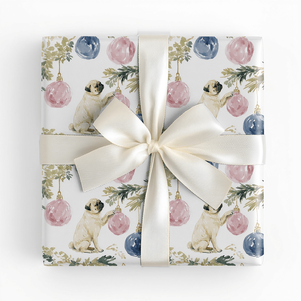 Festive Pug Life - Wrapping Paper - Lemon Park