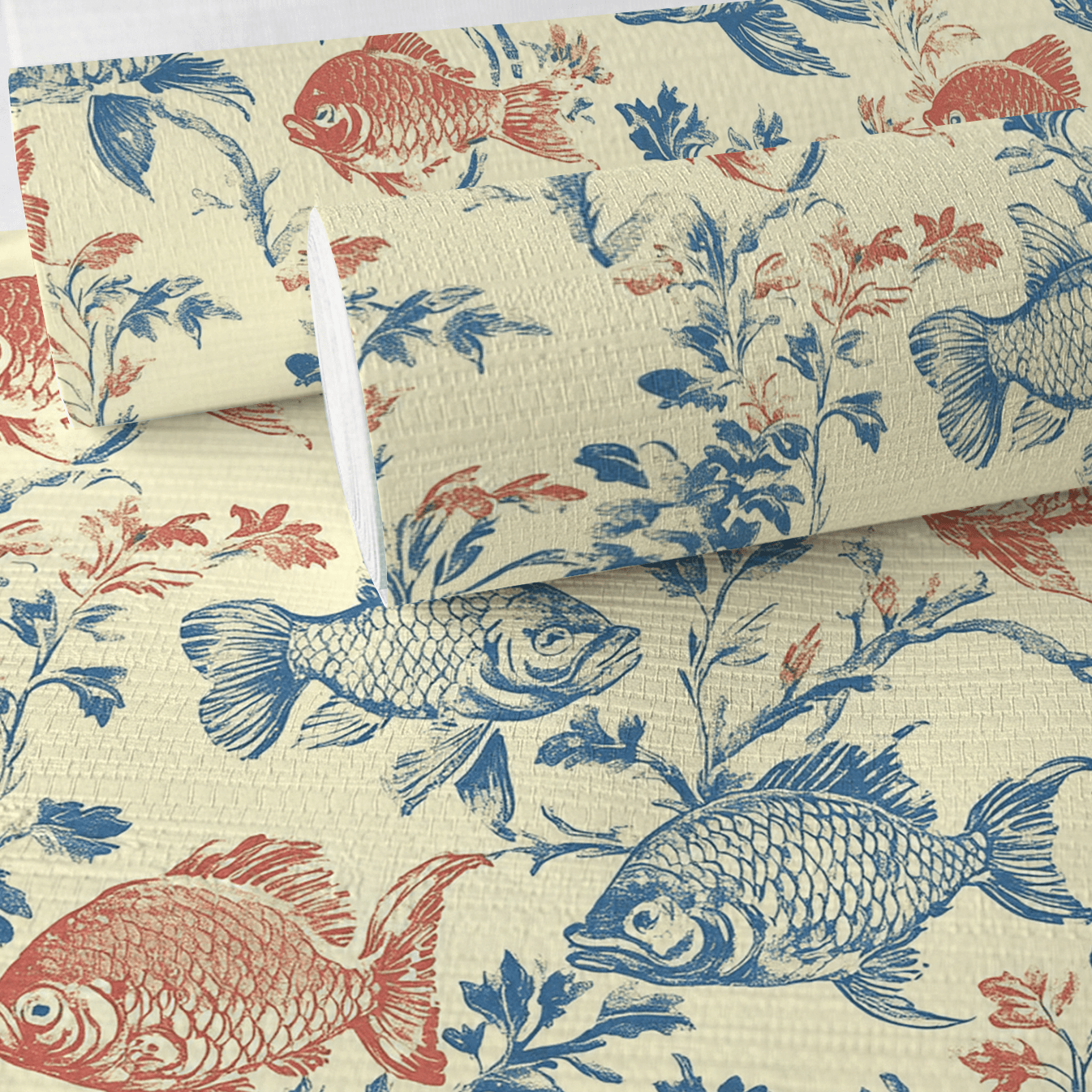 Fish Tank Faux Grasscloth Wallpaper - Lemon Park