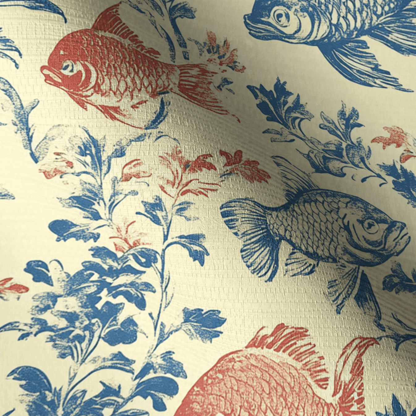 Fish Tank Faux Grasscloth Wallpaper - Lemon Park