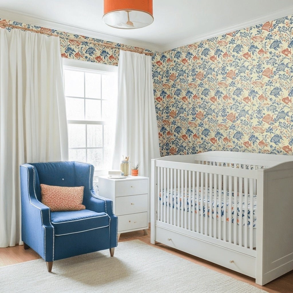 Fish Tank Faux Grasscloth Wallpaper - Lemon Park