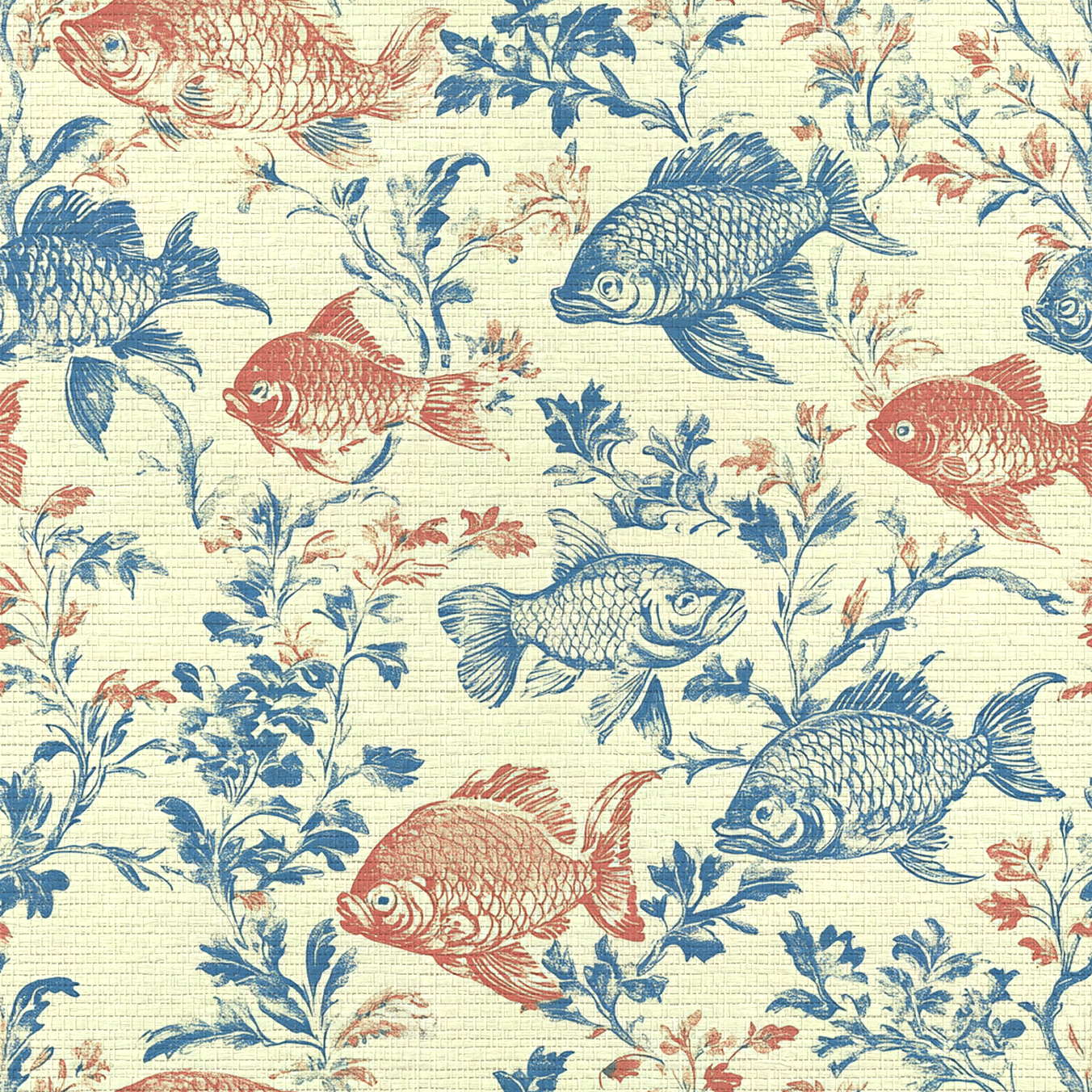 Fish Tank Faux Grasscloth Wallpaper