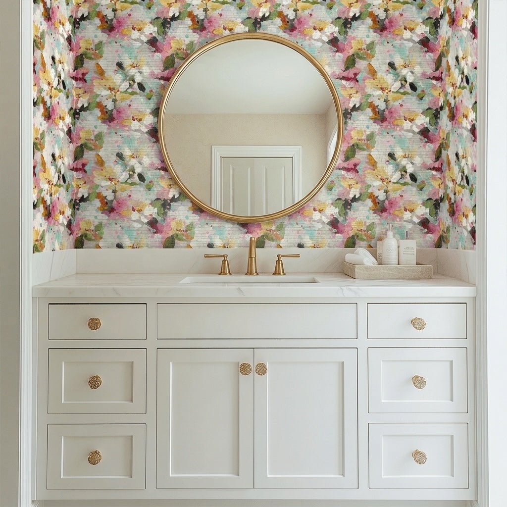 Fleur Garden Faux Grasscloth Wallpaper - Lemon Park