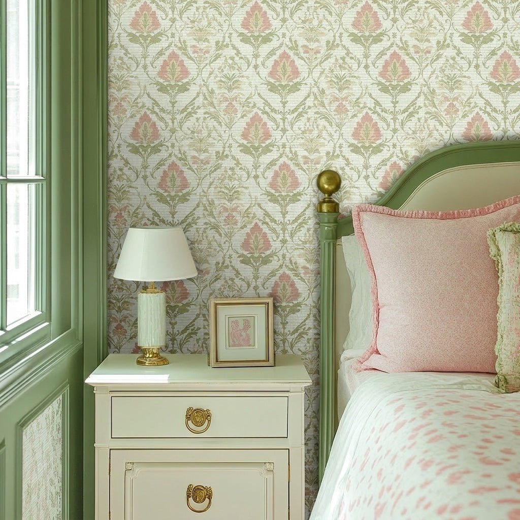 Fleur Harmony Faux Grasscloth Wallpaper - Lemon Park