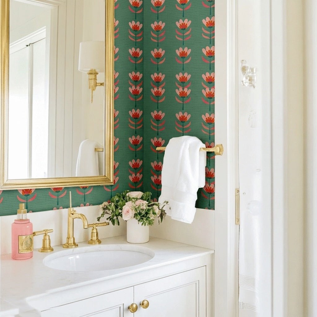 Flora Charm Faux Grasscloth Wallpaper - Lemon Park
