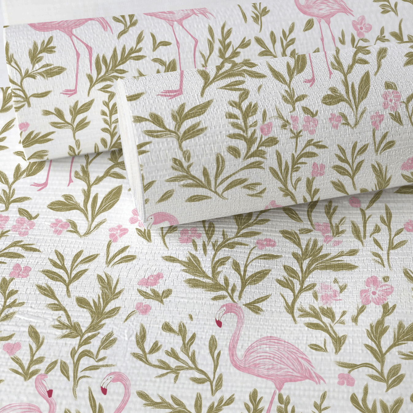 Flora Flamingo Faux Grasscloth Wallpaper - Lemon Park