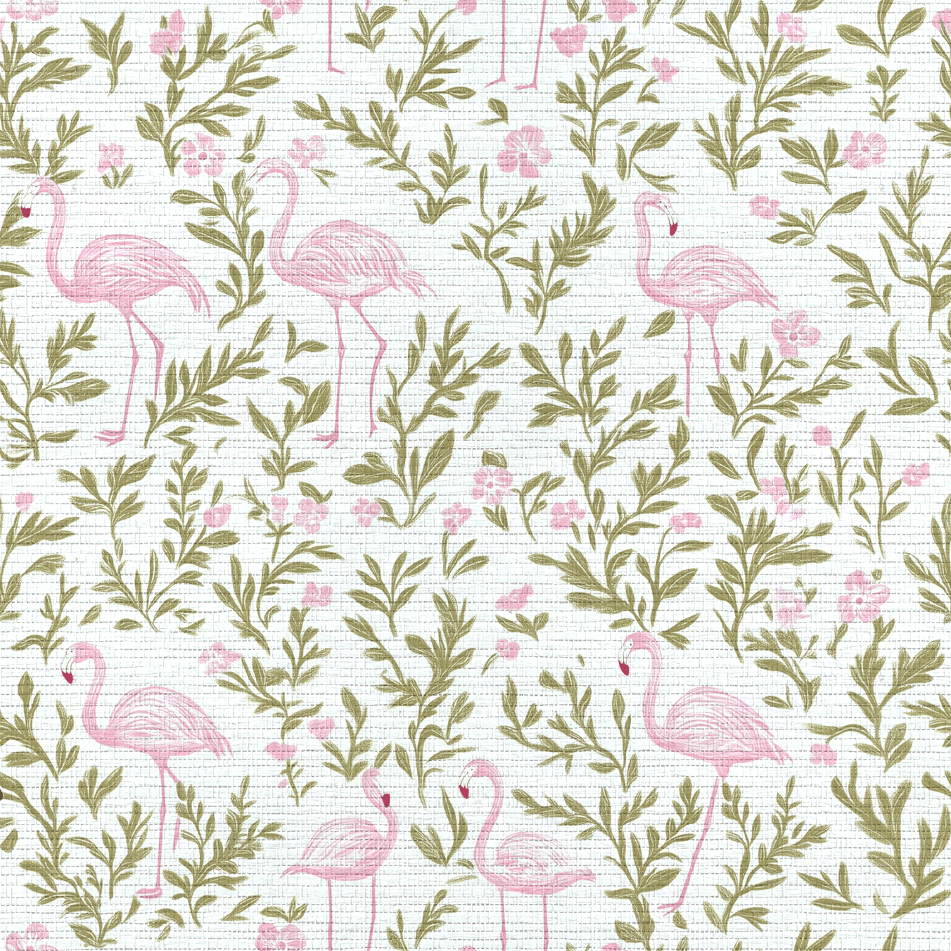 Flora Flamingo Faux Grasscloth Wallpaper - Lemon Park