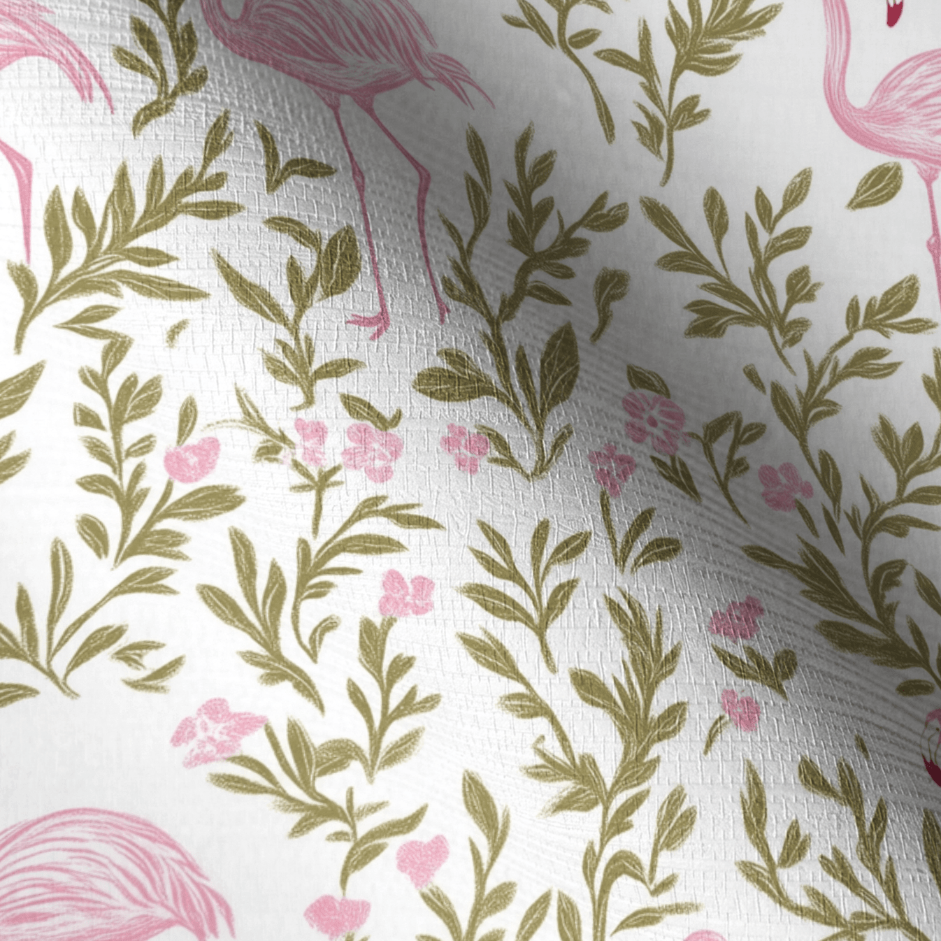 Flora Flamingo Faux Grasscloth Wallpaper - Lemon Park