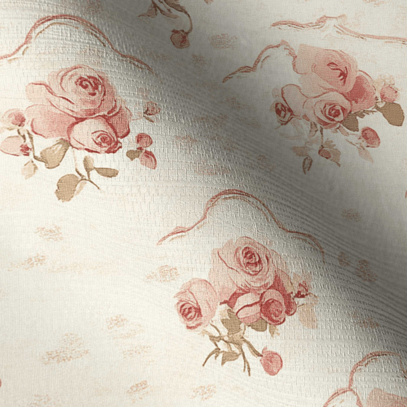 Floral Cameo Faux Grasscloth Wallpaper - Lemon Park