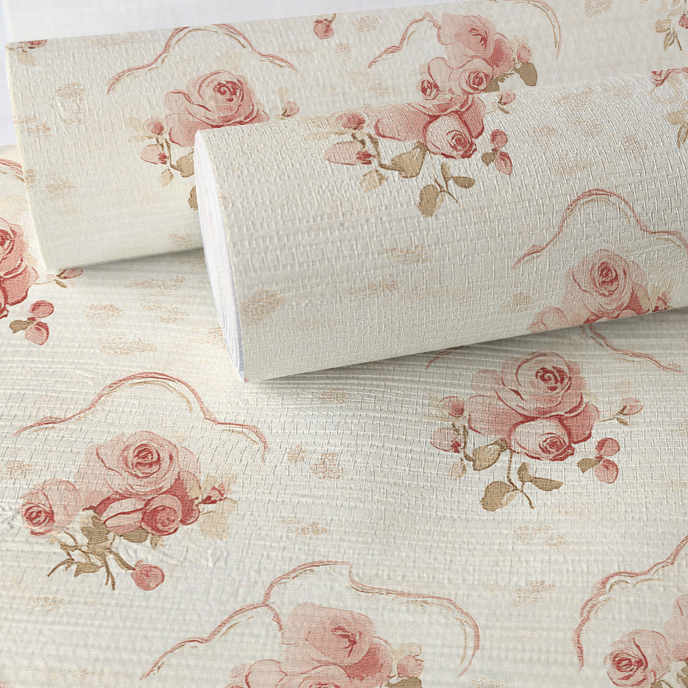 Floral Cameo Faux Grasscloth Wallpaper